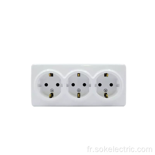 Prise électrique murale triple Schuko Outlet 16 ampères